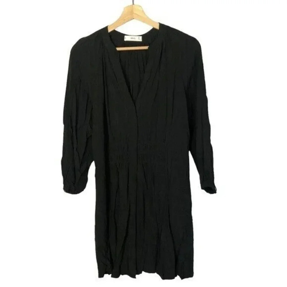 Mango MNG Black Button Down Long Sleeve Mini Dress 8 - Picture 1 of 4